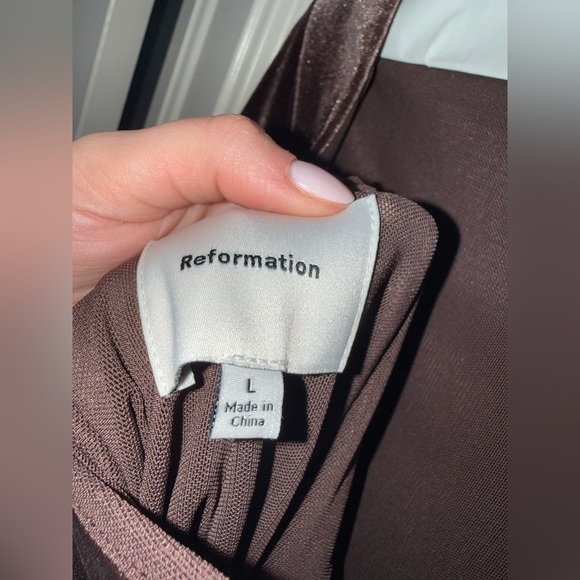 Reformation Brown Velvet Long-Sleeve Maxi Dress - Picture 4 of 7